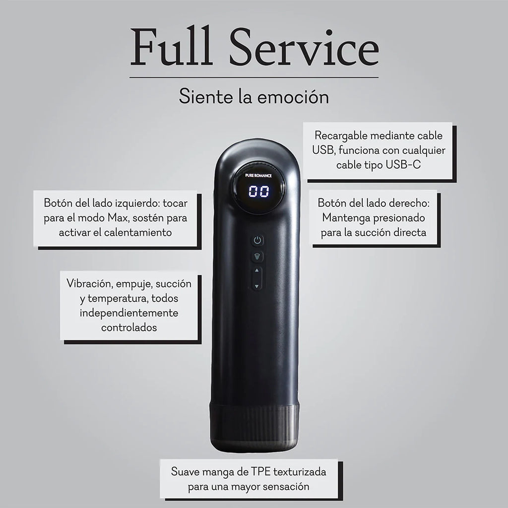 Full Service – Manga Masturbadora con Vibración, Calor, Succión y Más