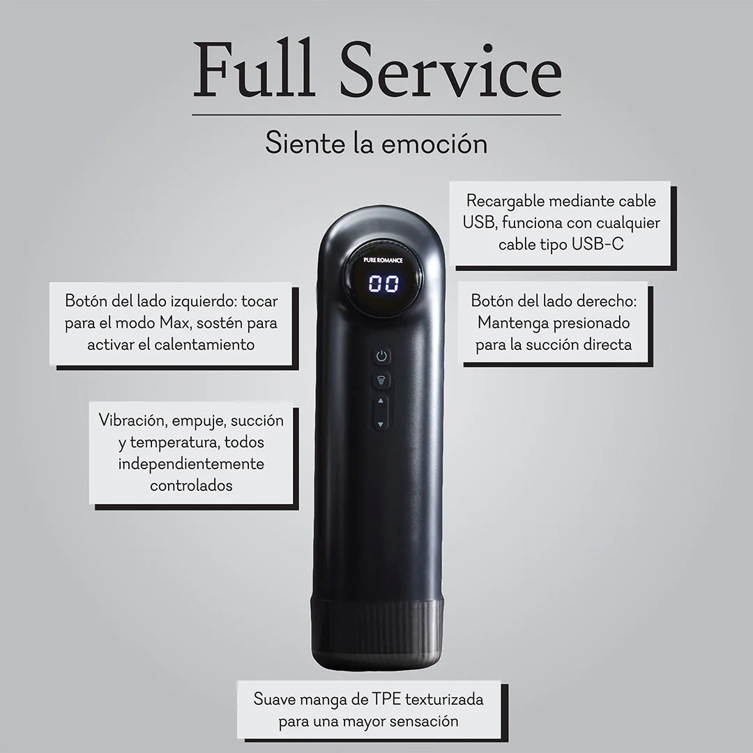 Full Service – Manga Masturbadora con Vibración, Calor, Succión y Más